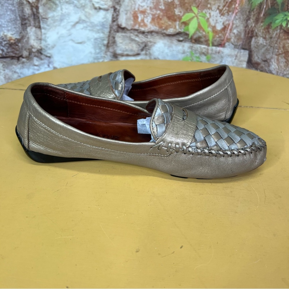 ROBERT ZUR Silver and Gold Glove Leather Driving Mocs, 9.5 - Picture 9 of 10